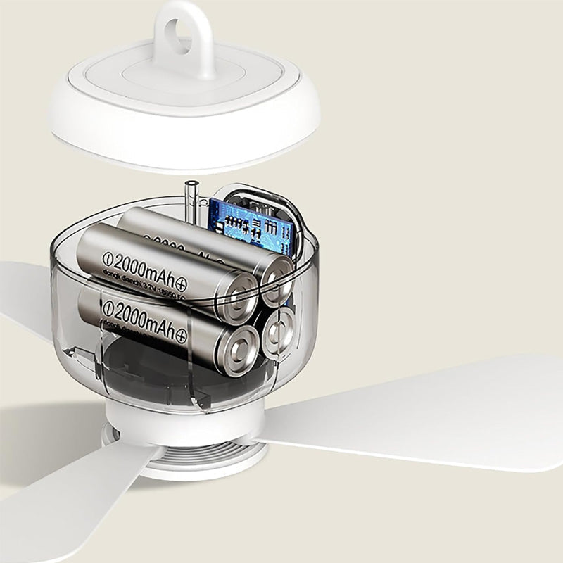 đ Wiederaufladbarer Deckenventilator mit LED-Beleuchtung