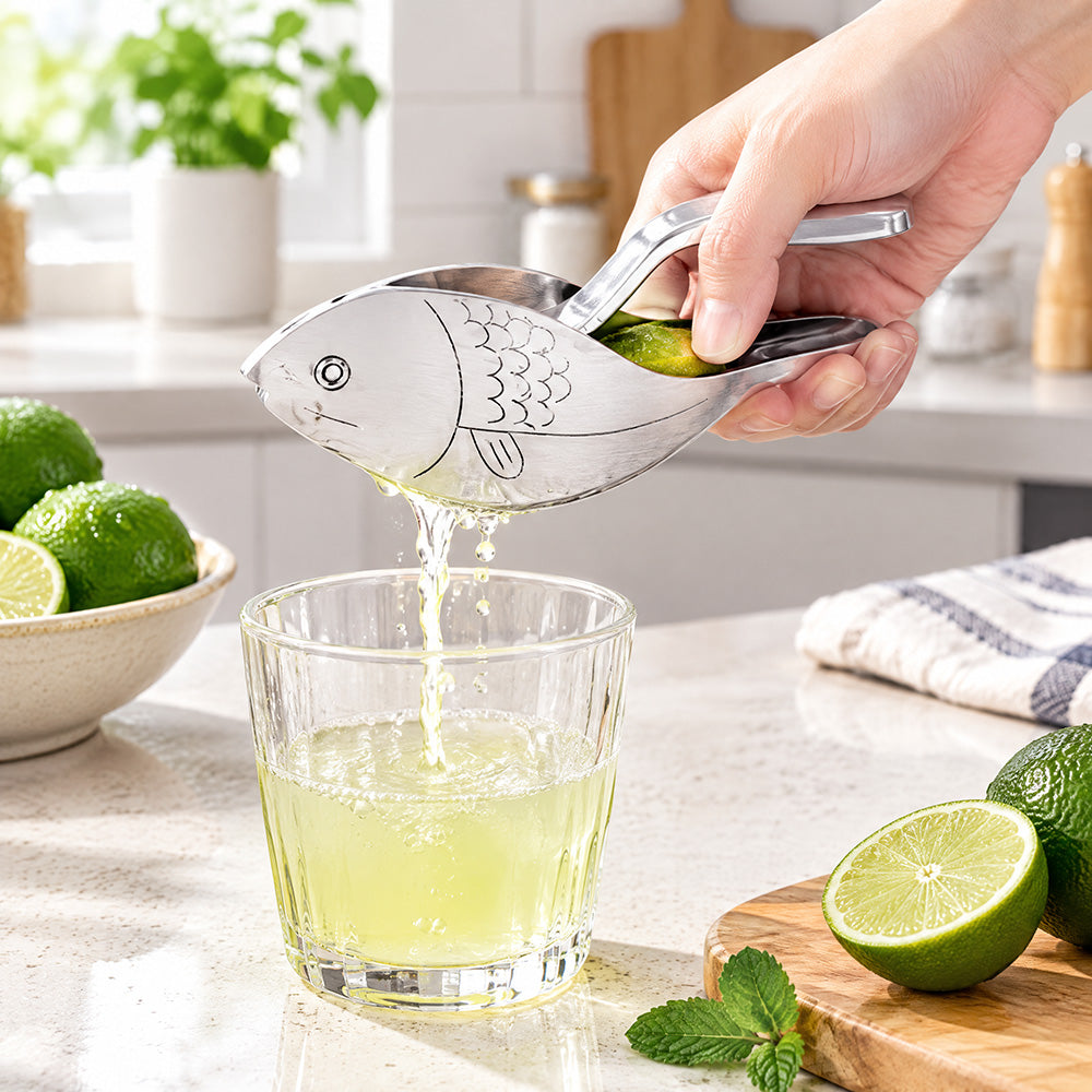 🐦2027 Elegant Bird and Fish - Stainless Steel Manual Lemon Squeezer, Portable Kitchen Gadget for Citrus Fruit