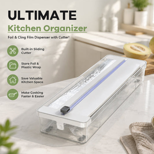 Storage box for aluminum foil, paper and plastic foil in the kitchen