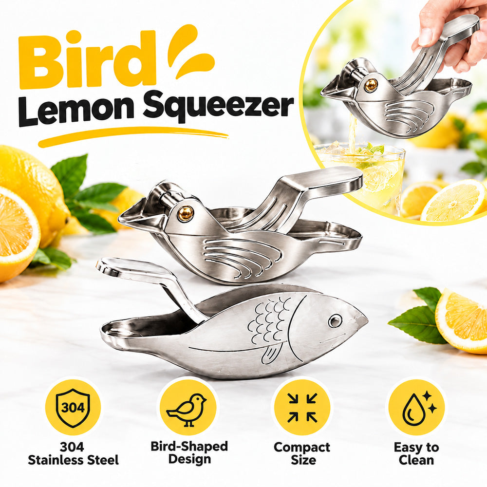 🐦2027 Elegant Bird and Fish - Stainless Steel Manual Lemon Squeezer, Portable Kitchen Gadget for Citrus Fruit