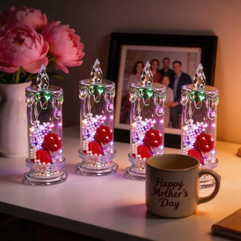 💖 Zeitlich begrenztes Angebot zum Muttertag 🌹 Rosenförmige Kerzenlampe