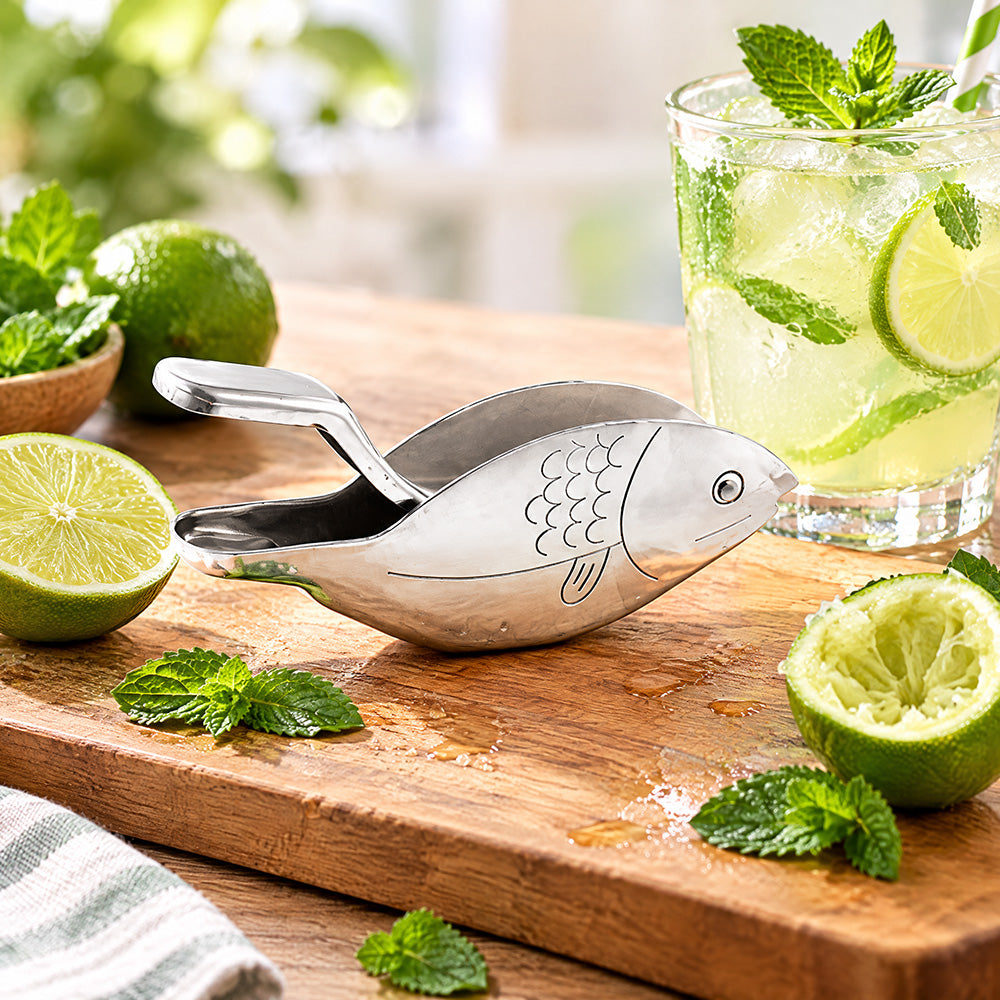 🐦2027 Elegant Bird and Fish - Stainless Steel Manual Lemon Squeezer, Portable Kitchen Gadget for Citrus Fruit