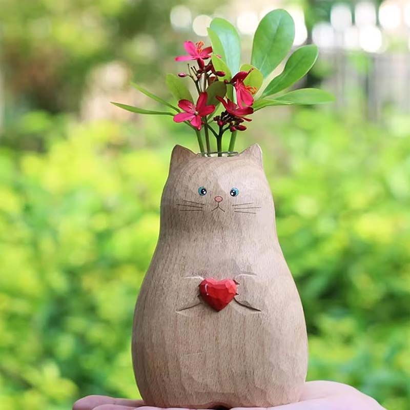 Dicke Katzenvase mit Herz
