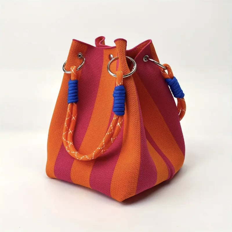 Boho-Tasche im Bucket-Stil für Damen, handgefertigte Häkeltasche, leichte Sommer-Strandtasche für Reisen, Alltag und Urlau
