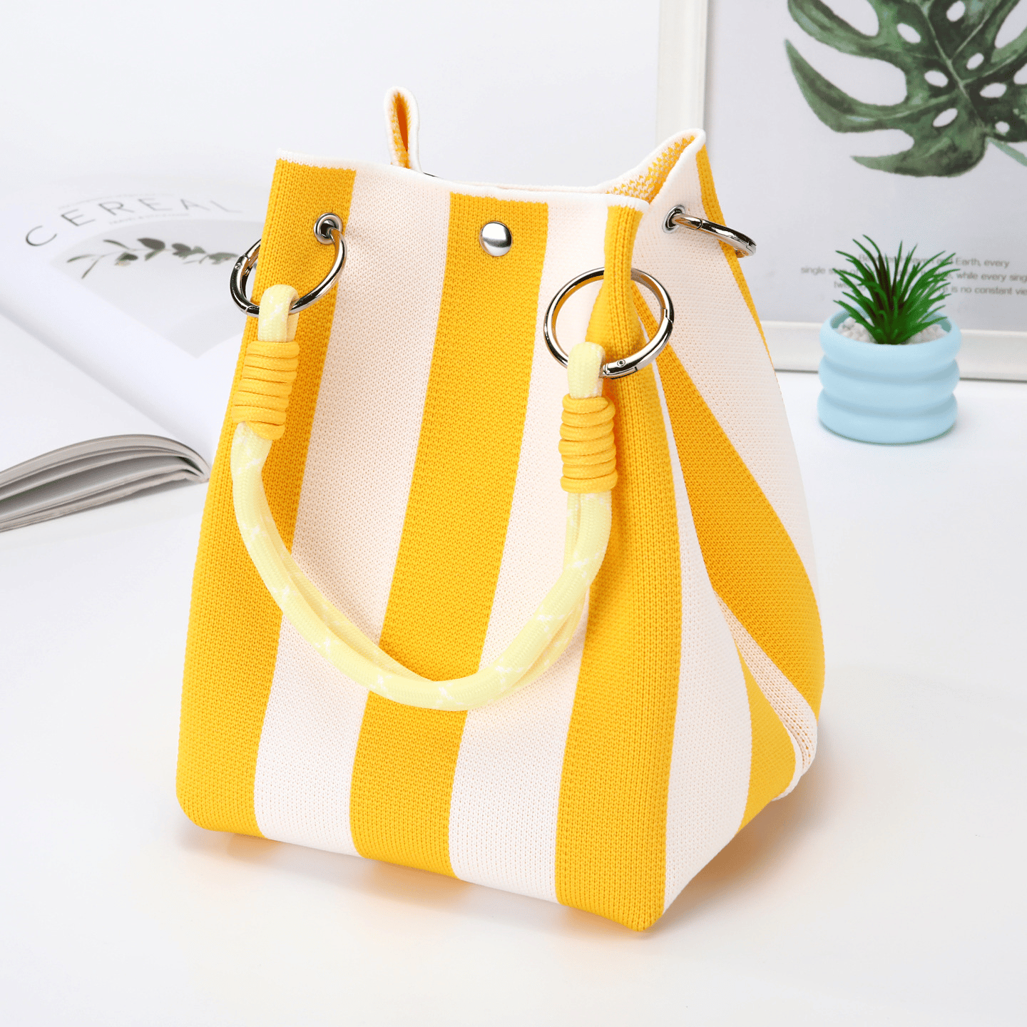 Boho-Tasche im Bucket-Stil für Damen, handgefertigte Häkeltasche, leichte Sommer-Strandtasche für Reisen, Alltag und Urlau