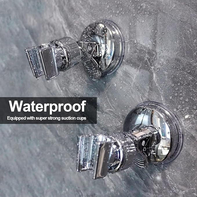 Adjustable shower head holder - Detachable shower head holder with suction cup - Drill-free shower head holde