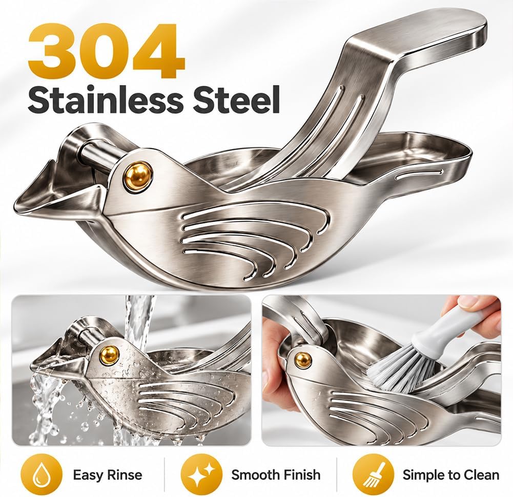 🐦2027 Elegant Bird and Fish - Stainless Steel Manual Lemon Squeezer, Portable Kitchen Gadget for Citrus Fruit