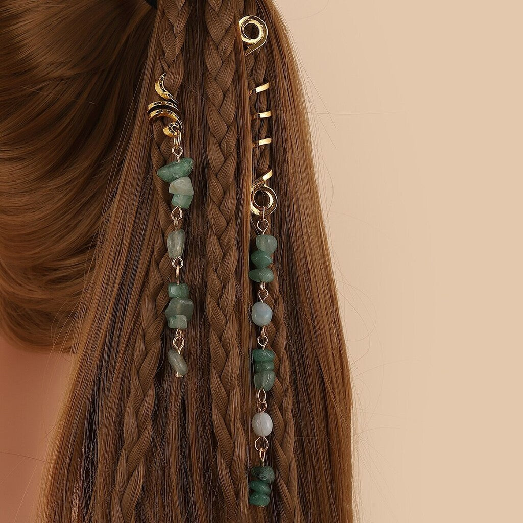 🌿Haarschmuck aus Naturstein in Spiralform