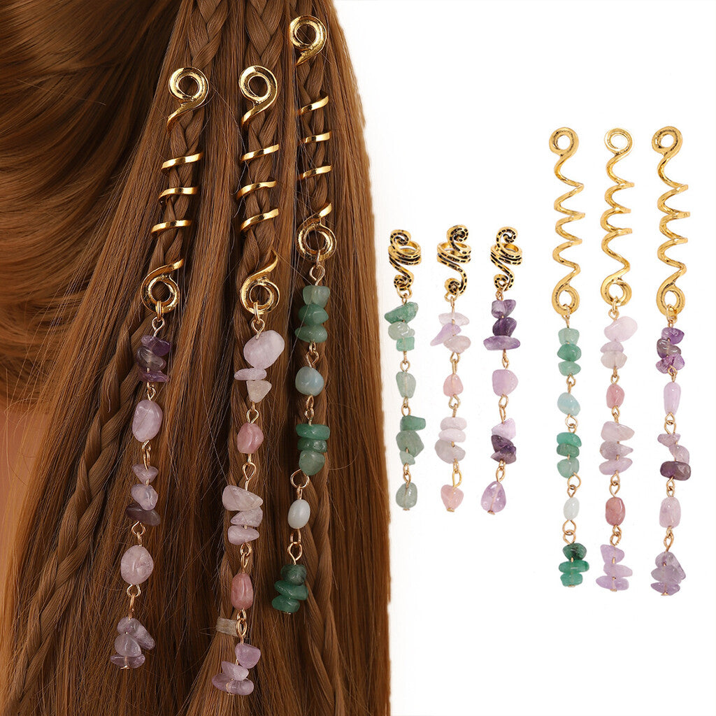 🌿Haarschmuck aus Naturstein in Spiralform