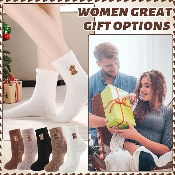 🔥 Niedliche, warme Plüschsocken für Damen mit gesticktem Hochlandrind-Motiv