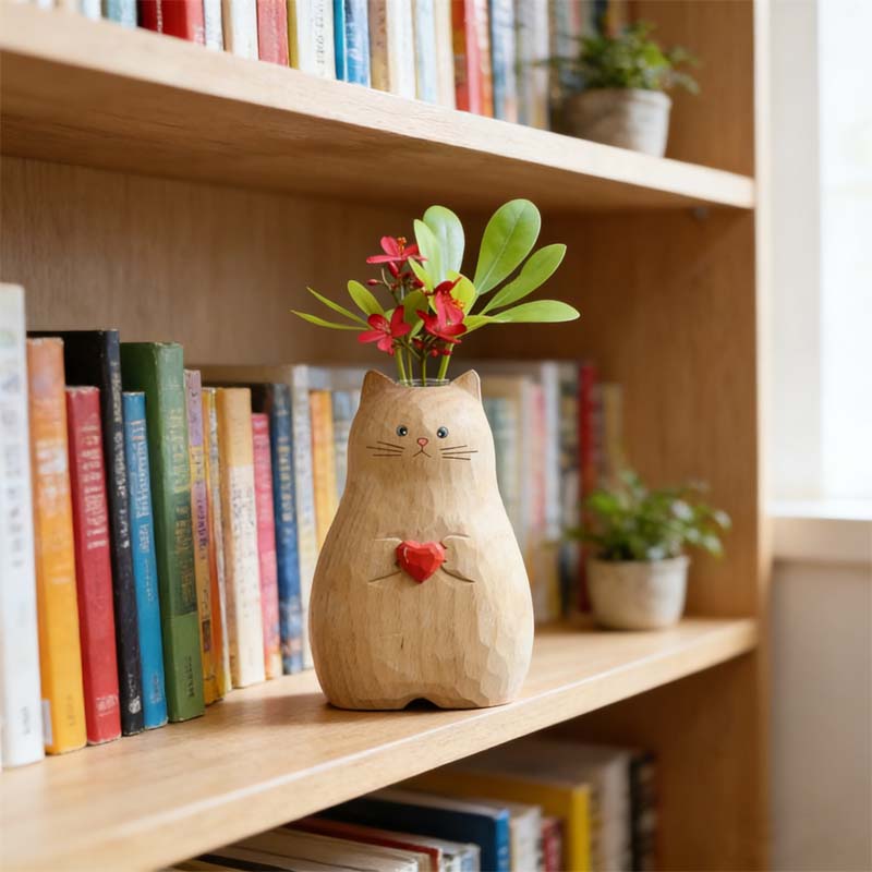 Dicke Katzenvase mit Herz
