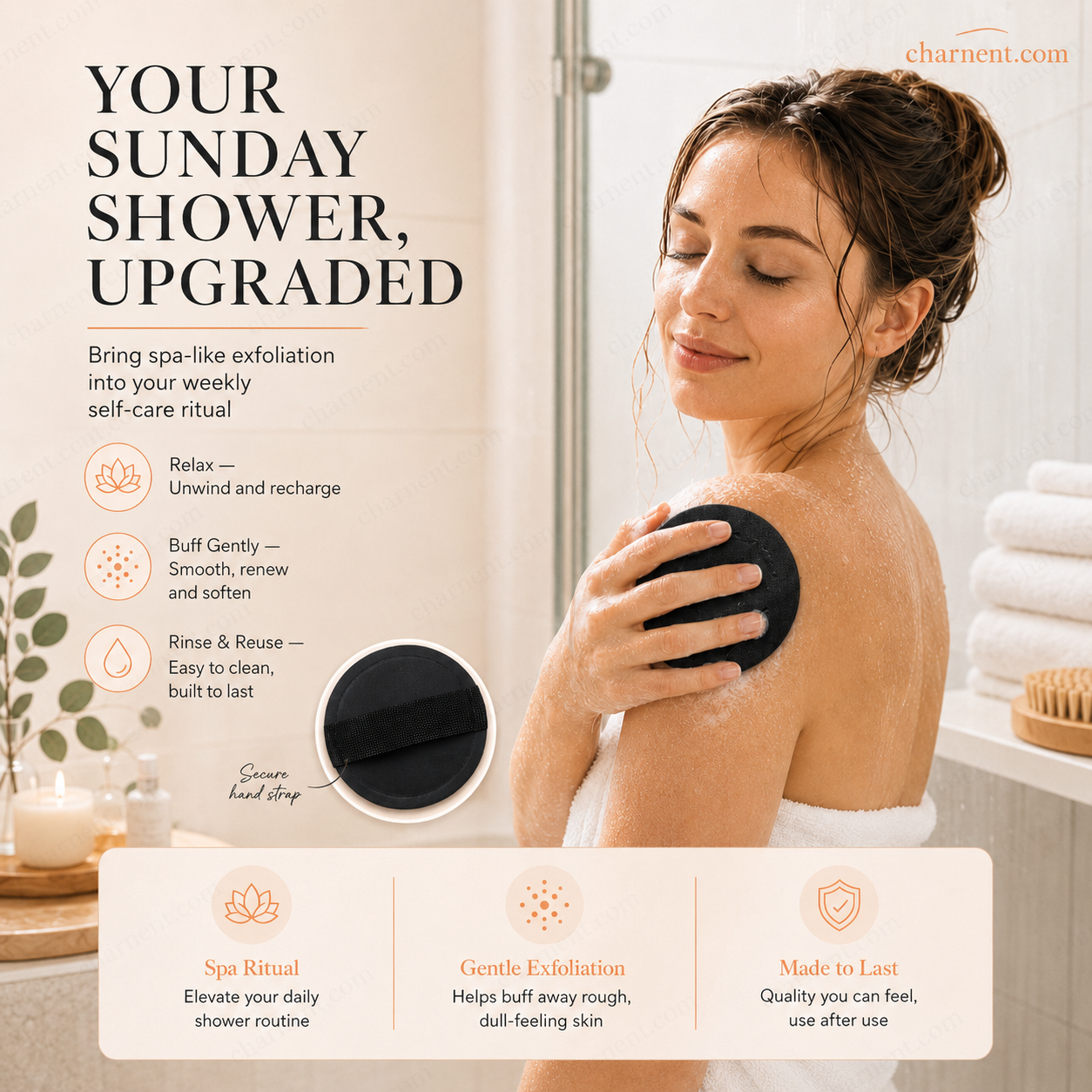🚿🧽 Soft rubber bath brush – gentle and effective, removes dead skin cells and cleanses all skin types