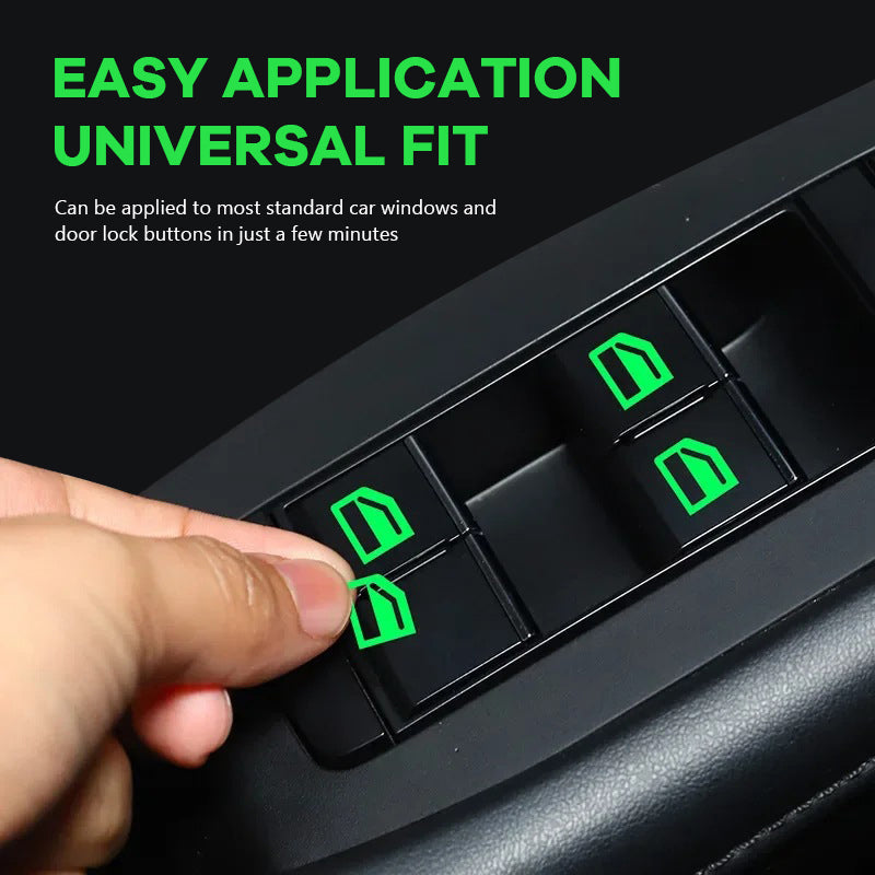 💡Luminous stickers for window switch in the car - Colorful warning signs that glow in the dar