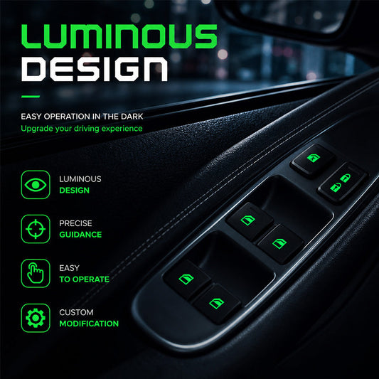 💡Luminous stickers for window switch in the car - Colorful warning signs that glow in the dar
