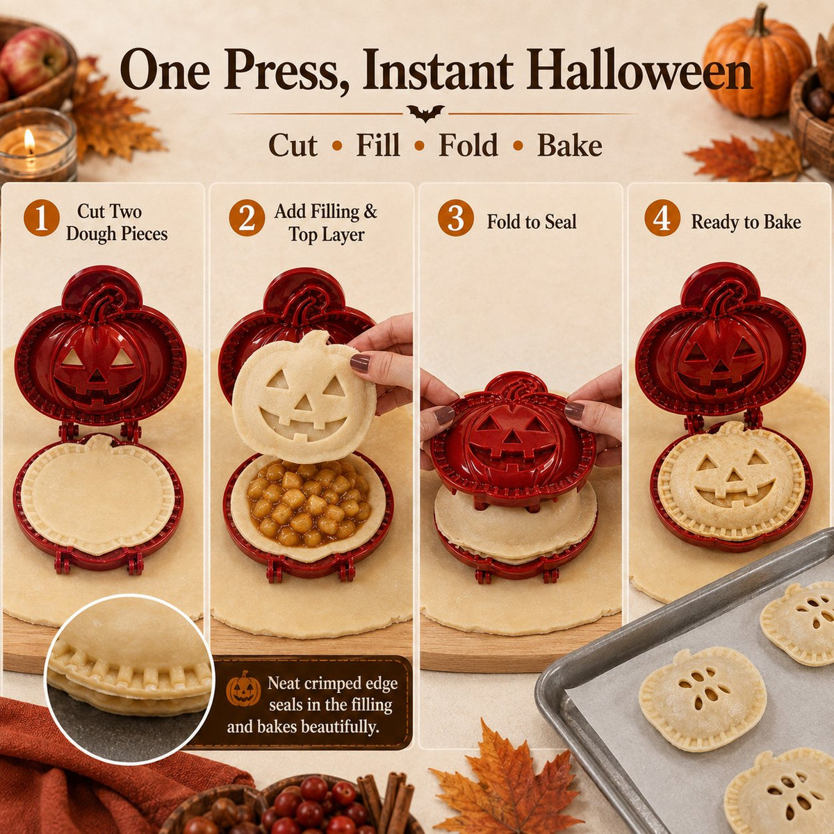 🎃 8-piece set of molds for small Halloween pies