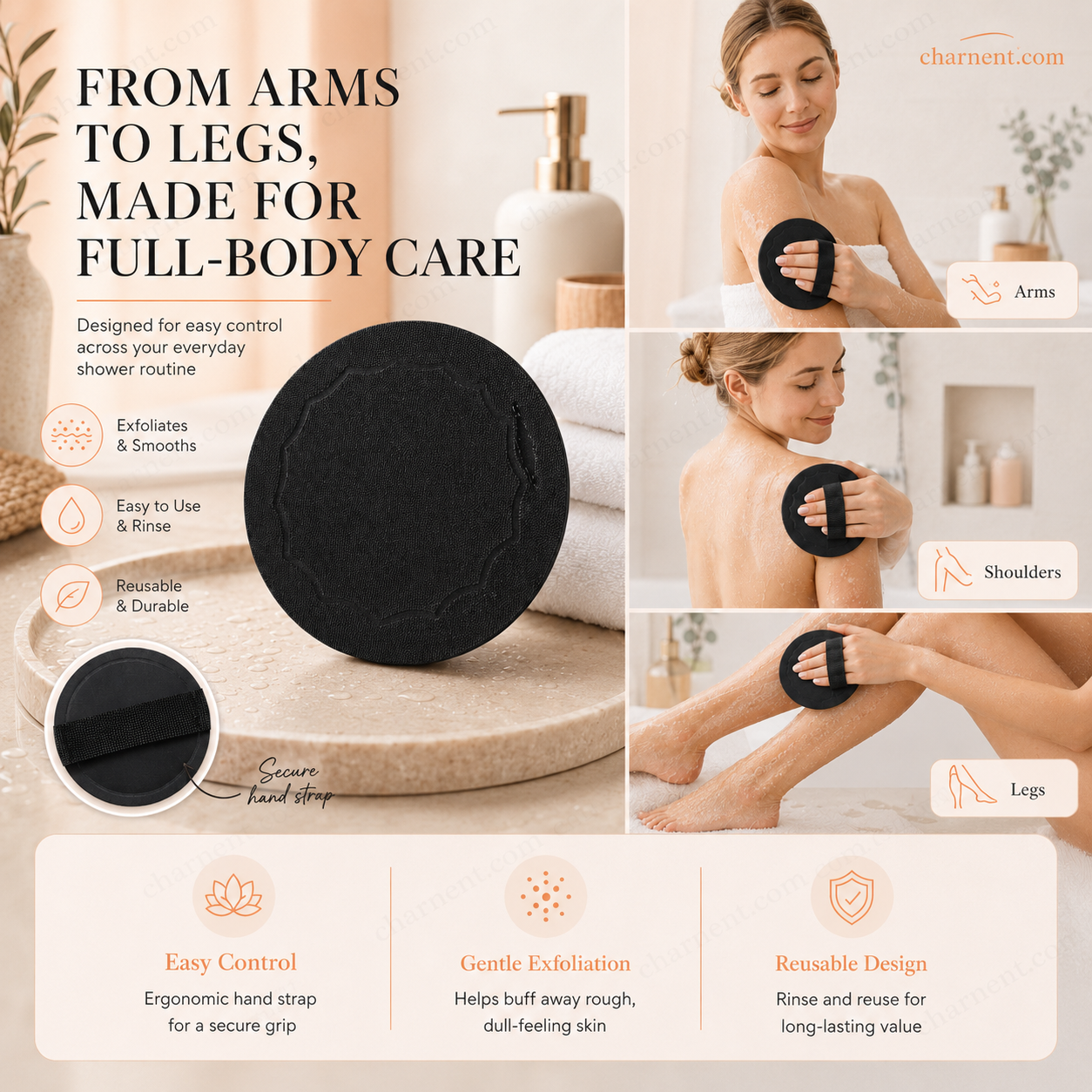 🚿🧽 Soft rubber bath brush – gentle and effective, removes dead skin cells and cleanses all skin types