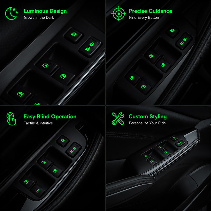 💡Luminous stickers for window switch in the car - Colorful warning signs that glow in the dar