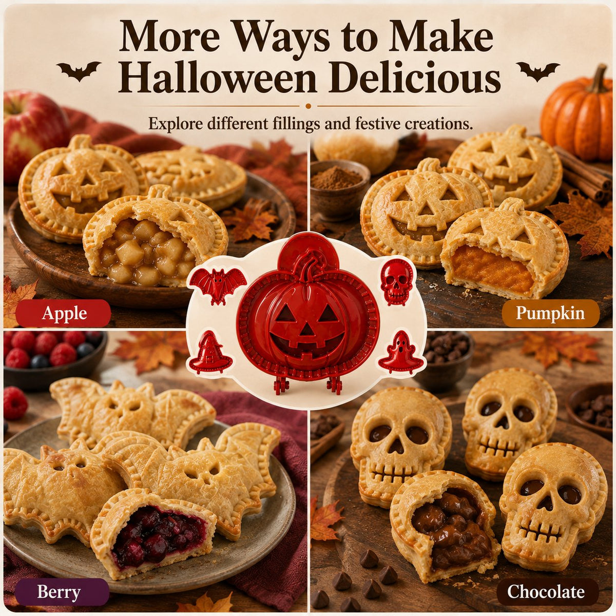 🎃 8-piece set of molds for small Halloween pies