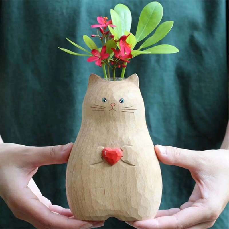 Dicke Katzenvase mit Herz