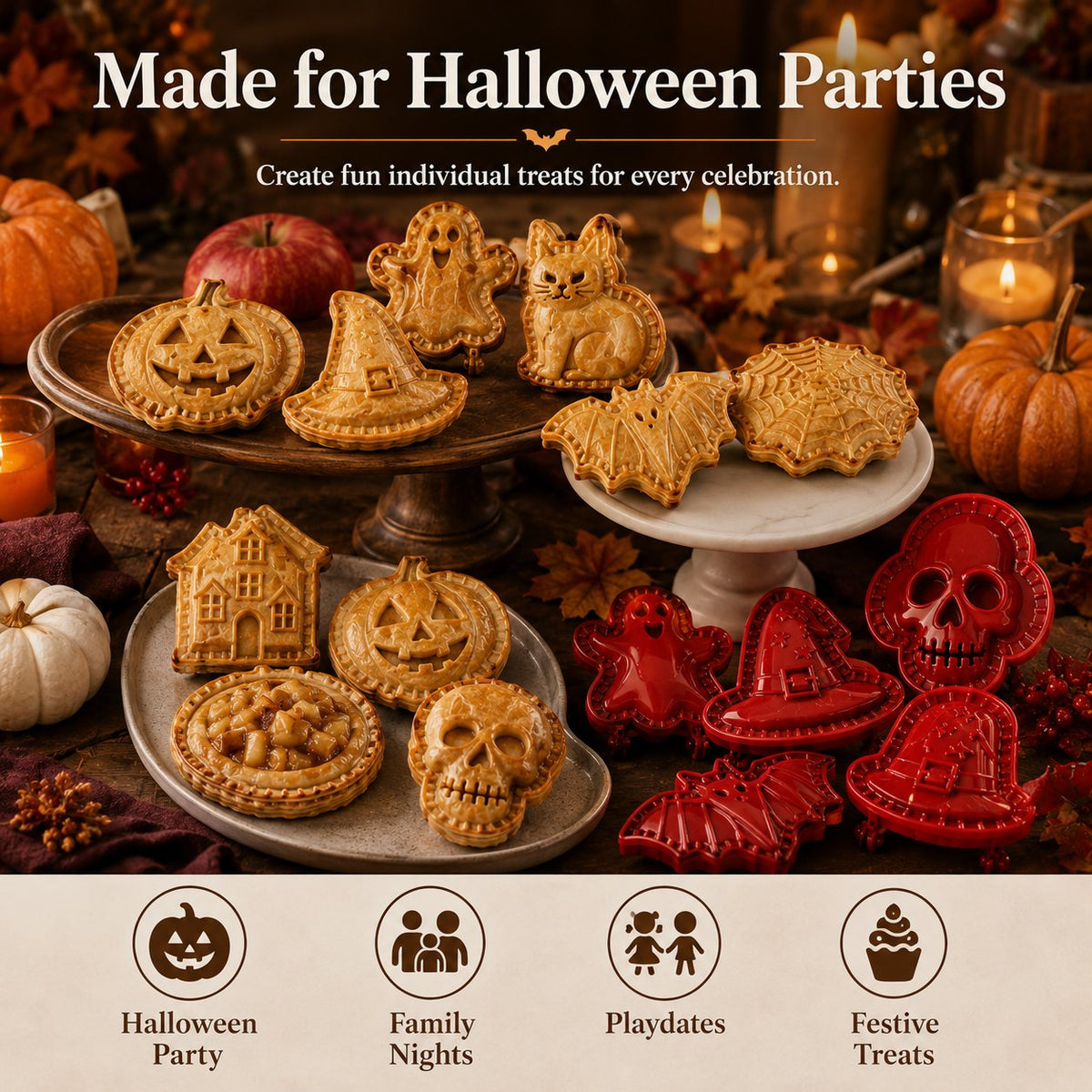 🎃 8-piece set of molds for small Halloween pies