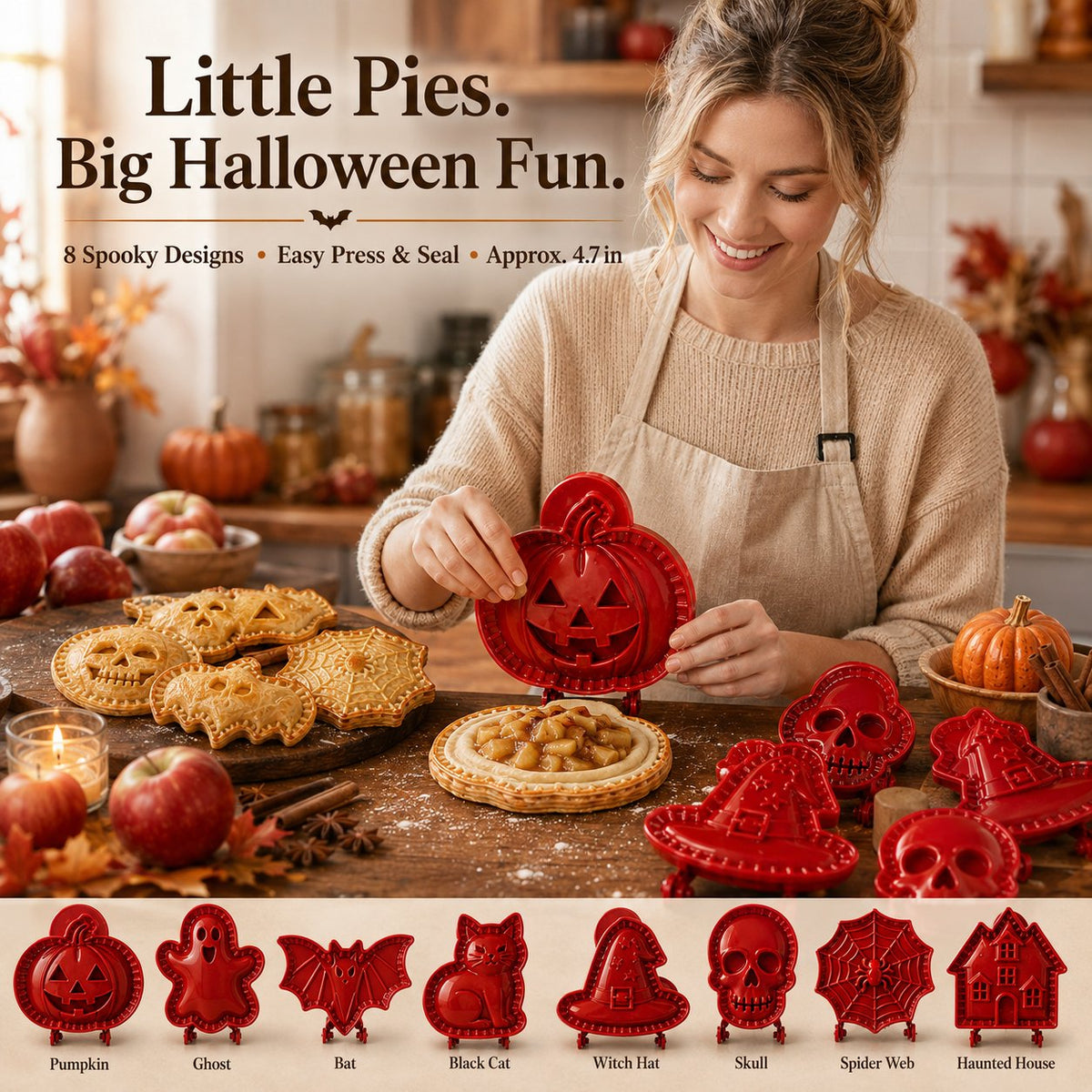 🎃 8-piece set of molds for small Halloween pies
