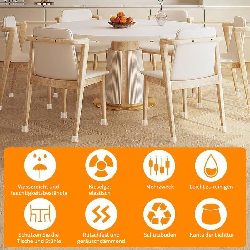 ✨ Universal rubber chair leg protectors - Fits all shapes of chair legs, scratch-resistant and durable - the ultimate solution to protect your floor