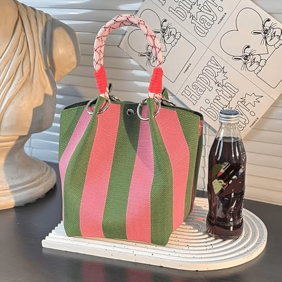 Boho-Tasche im Bucket-Stil für Damen, handgefertigte Häkeltasche, leichte Sommer-Strandtasche für Reisen, Alltag und Urlau