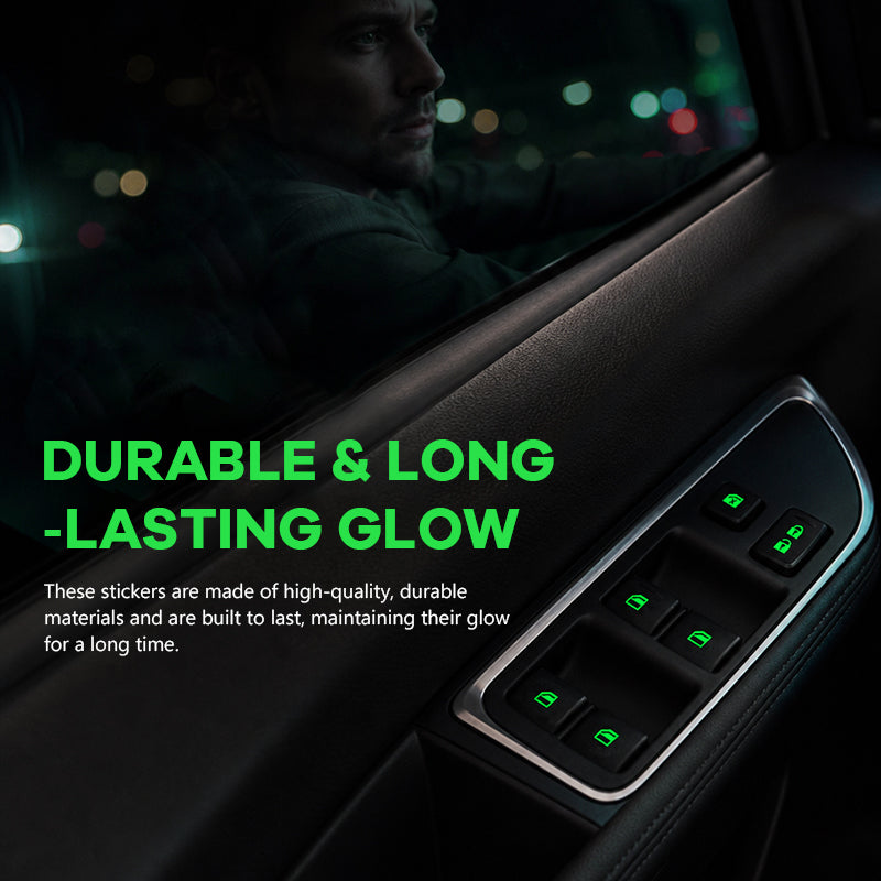 💡Luminous stickers for window switch in the car - Colorful warning signs that glow in the dar