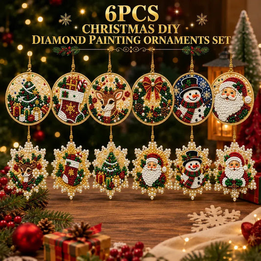 ⏳ Last day with 49% off – 🎄Beginner-friendly DIY diamond painting kit with Christmas beads and gemstones | 6 festive motifs with sparkling beads, faceted gemstones and 3D layered details