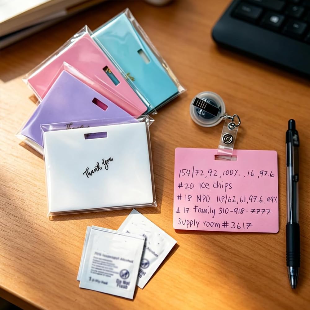 🩺Abwischbare Notizkarten | Beidseitig beschreibbar, kein Verblassen oder Verschmieren (🖊Schreiben. Abwischen. Wiederholen.) 🎁Kostenloser Clip inklusive