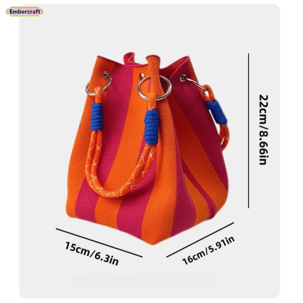 Boho-Tasche im Bucket-Stil für Damen, handgefertigte Häkeltasche, leichte Sommer-Strandtasche für Reisen, Alltag und Urlau
