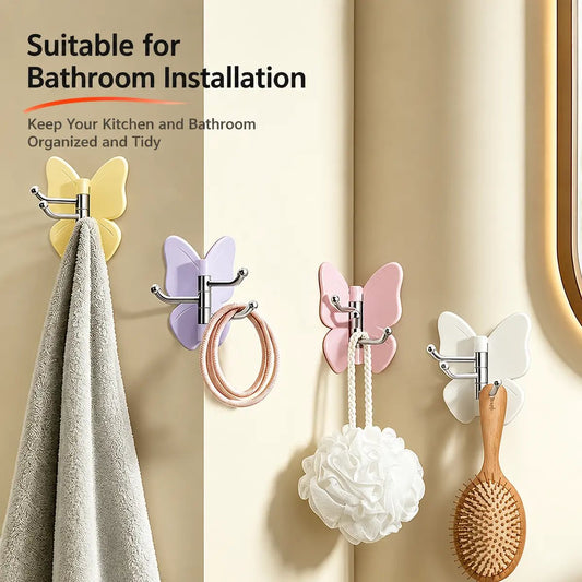 🔥LAST DAY 50% OFF – 🦋Swivel Butterfly Hook Without Drilling (4-pack)