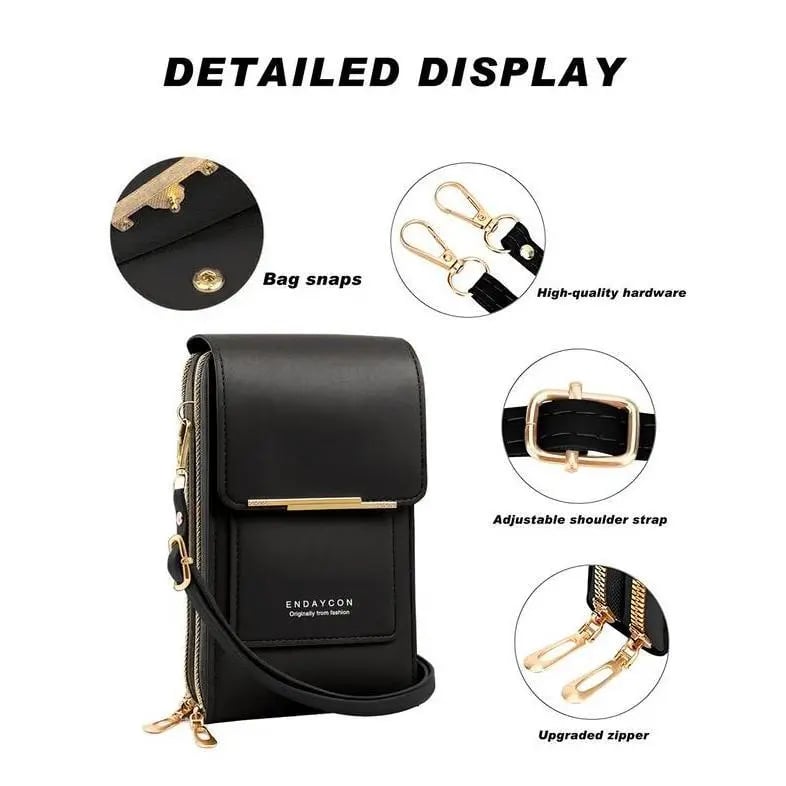 👜📱 Schlichtes und elegantes Touchscreen-Handyporto für Damen, um die Schulter zu tragen