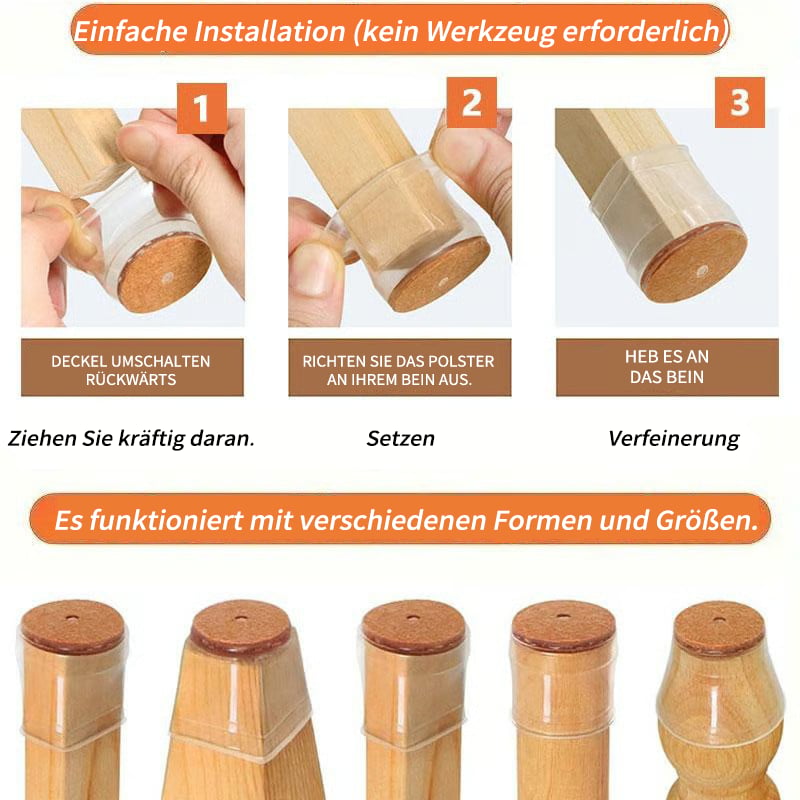 ✨ Universal rubber chair leg protectors - Fits all shapes of chair legs, scratch-resistant and durable - the ultimate solution to protect your floor
