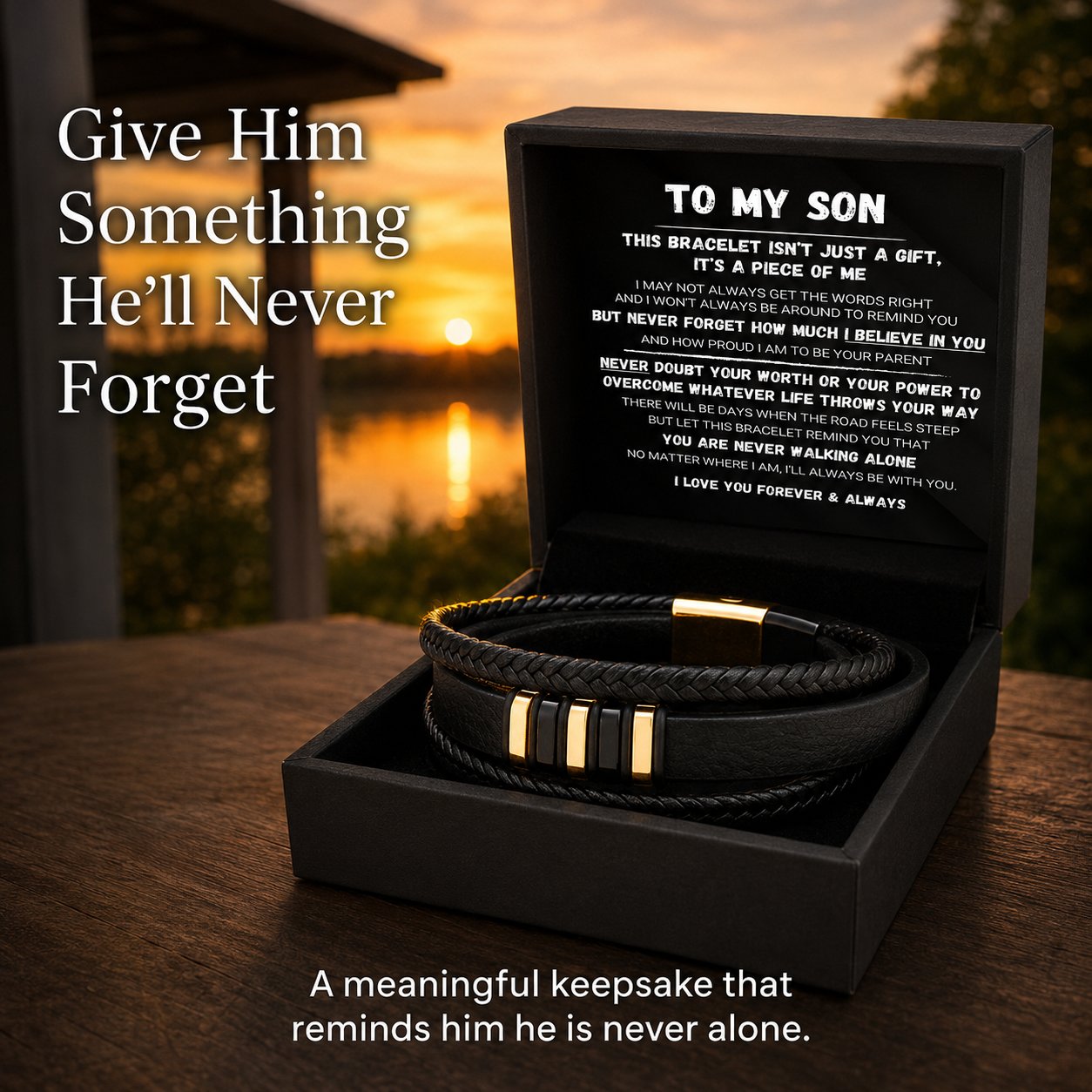🖤For my son — "Never Walk Alone" Braided Bracelet Set