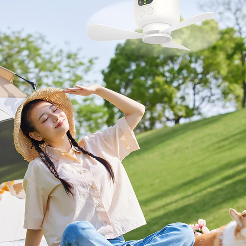 🍃 Wiederaufladbarer Deckenventilator mit LED-Beleuchtung