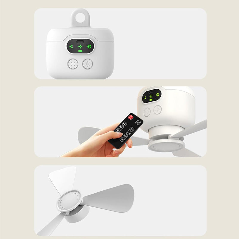🍃 Wiederaufladbarer Deckenventilator mit LED-Beleuchtung