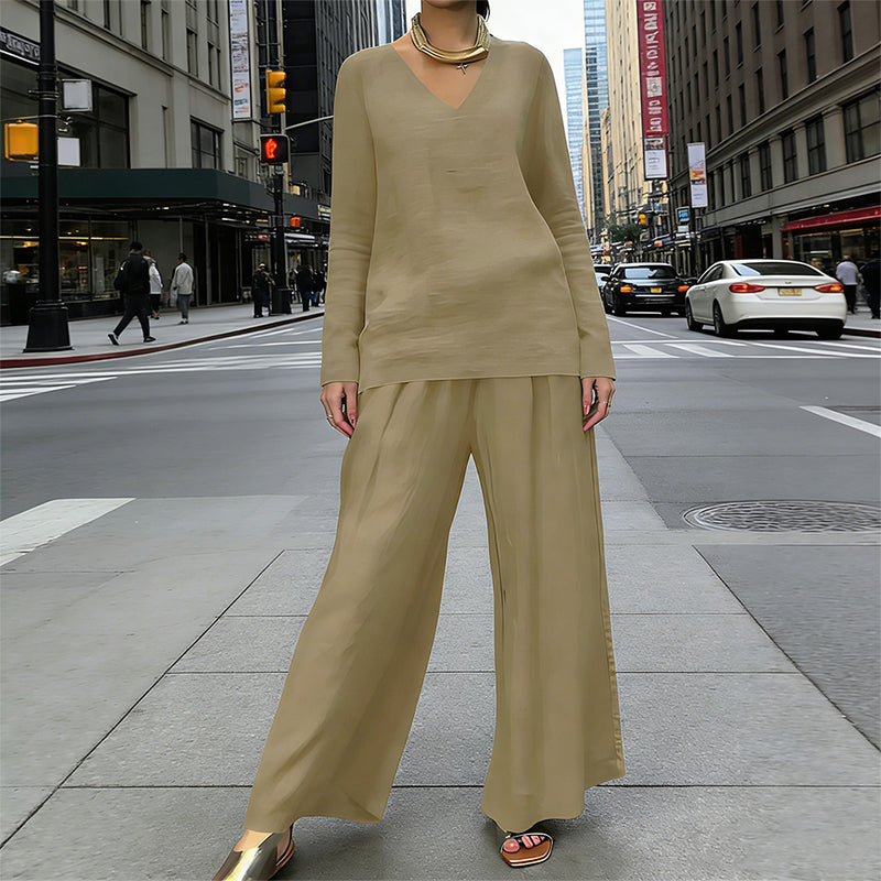 ✨ NEW! Women's loungewear set with V-neck and wide leg
