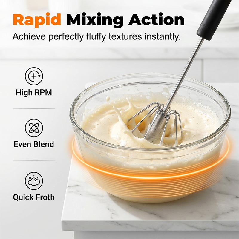 🍳 Practical kitchen helper! Pressure whisk with non-slip handle, stainless and durable at a low price!