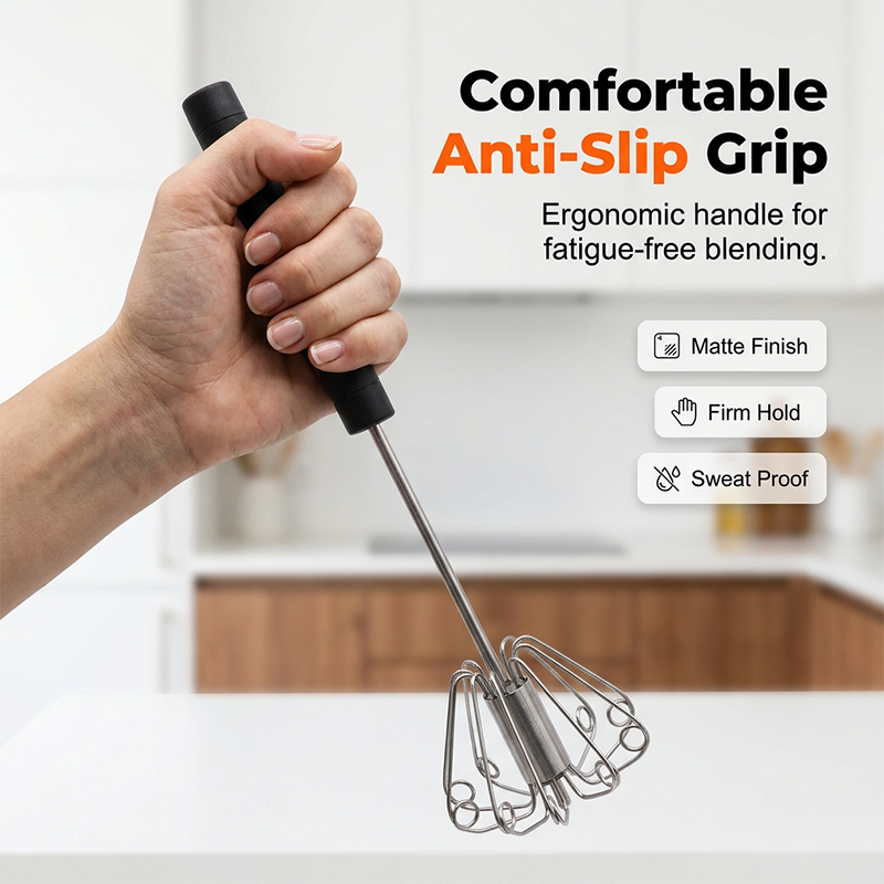 🍳 Practical kitchen helper! Pressure whisk with non-slip handle, stainless and durable at a low price!