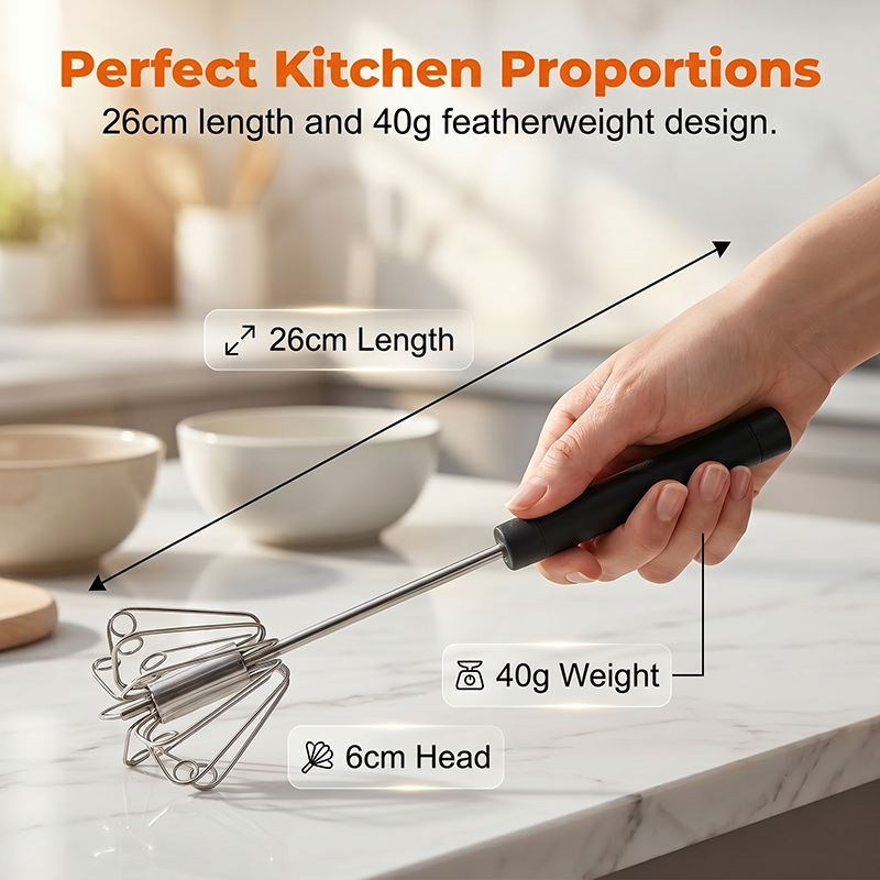 🍳 Practical kitchen helper! Pressure whisk with non-slip handle, stainless and durable at a low price!