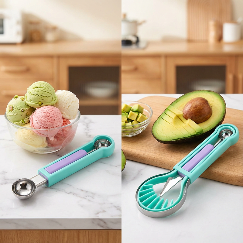 🍉 Get 50% off now! 3-piece set for fruit and melons - for cutting, shaping and decorating - made of stainless steel, compact storage, comfortable to hold - especially suitable for honeydew melon, watermelon and soft fruits