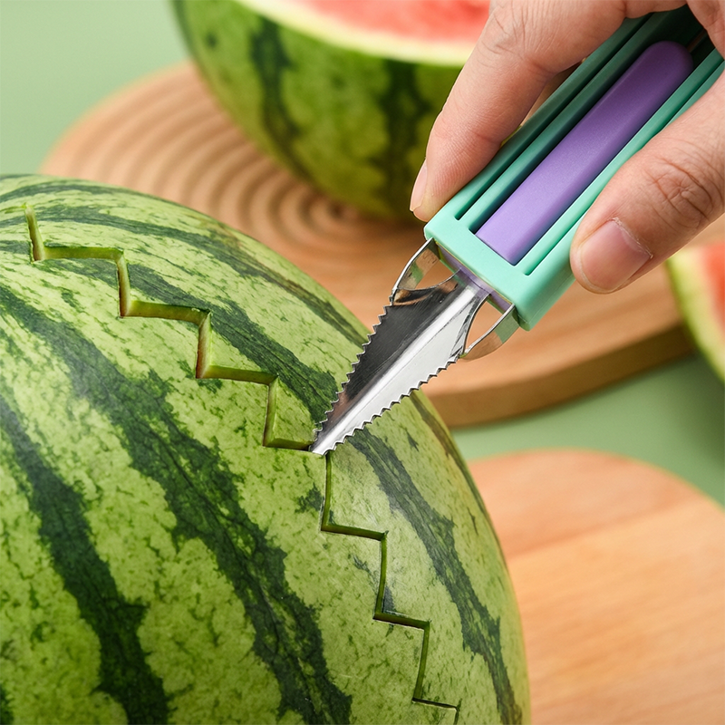 🍉 Get 50% off now! 3-piece set for fruit and melons - for cutting, shaping and decorating - made of stainless steel, compact storage, comfortable to hold - especially suitable for honeydew melon, watermelon and soft fruits