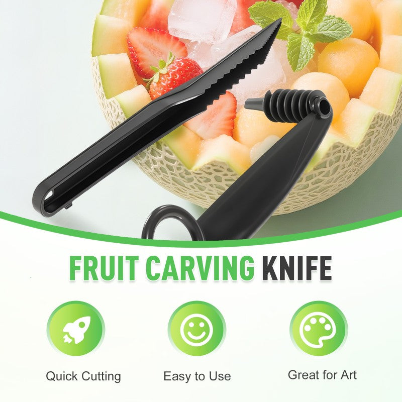 Spiral and V-tool duo for fruit decoratio