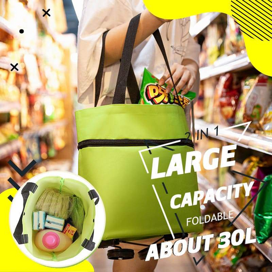 Foldable shopping bag on wheels
