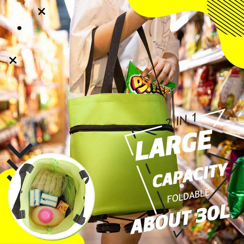 Foldable shopping bag on wheels