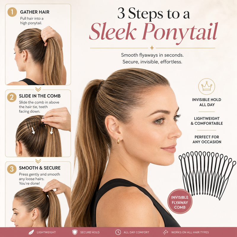 Flexible invisible grip comb for flyaway hai
