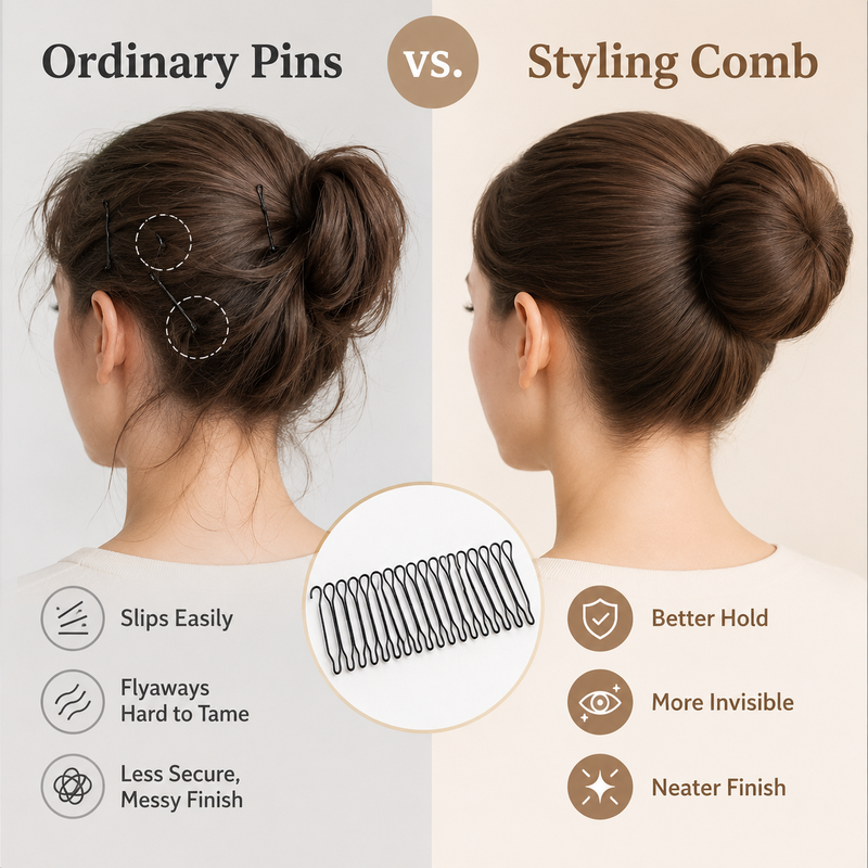 Flexible invisible grip comb for flyaway hai