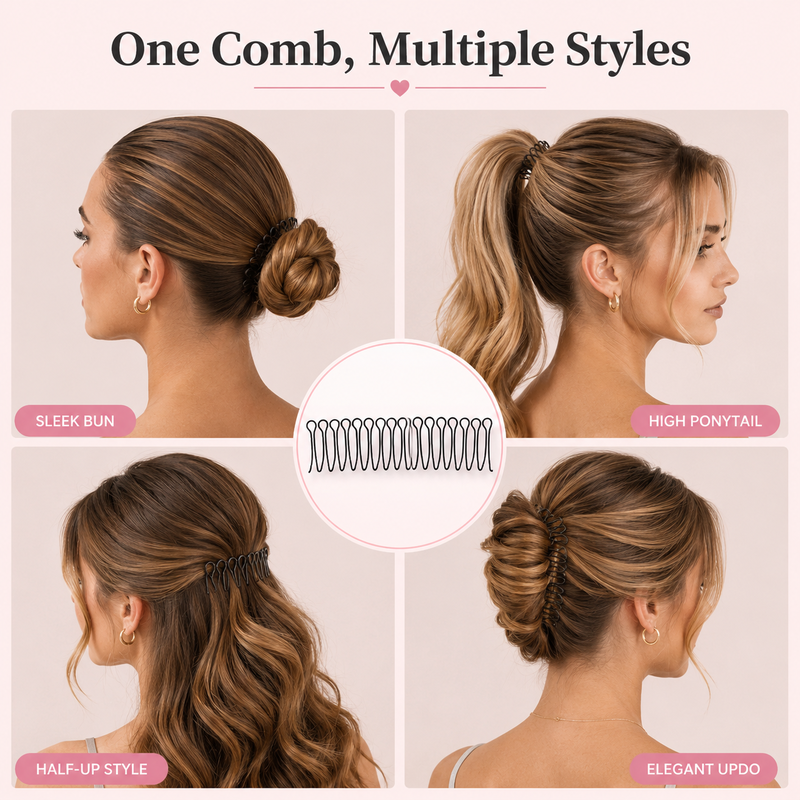 Flexible invisible grip comb for flyaway hai